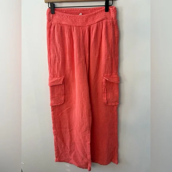 Aerie Women’s Haute Coral Gauzy High Waisted Cargo Pants, Size XS - Picture 7 of 13